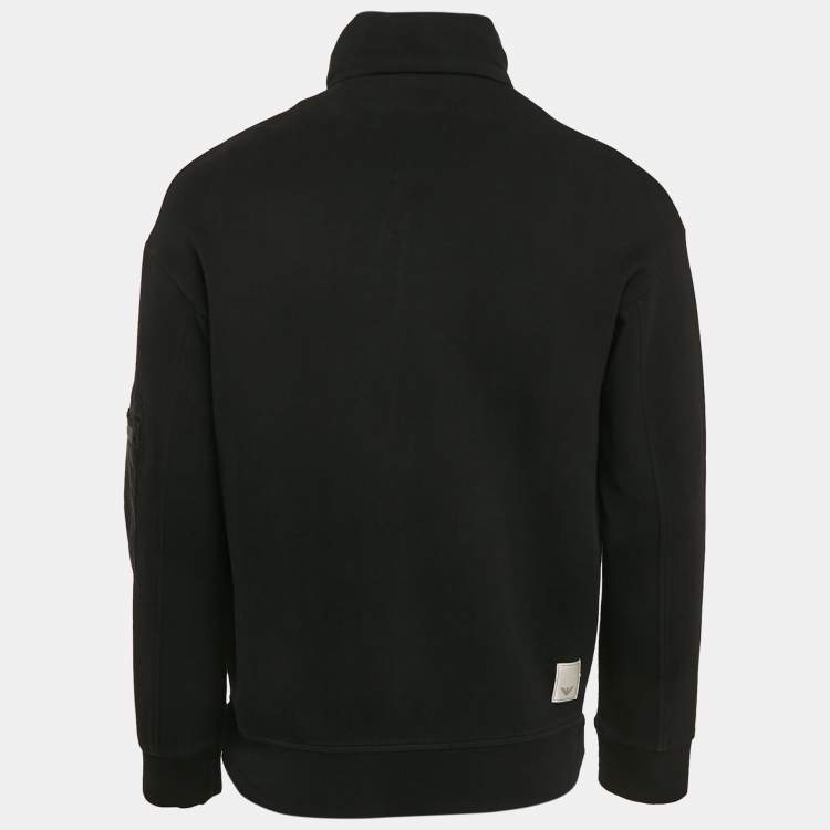 Pre Owned Emporio Armani Black Neoprene Zip-Up Jacket M