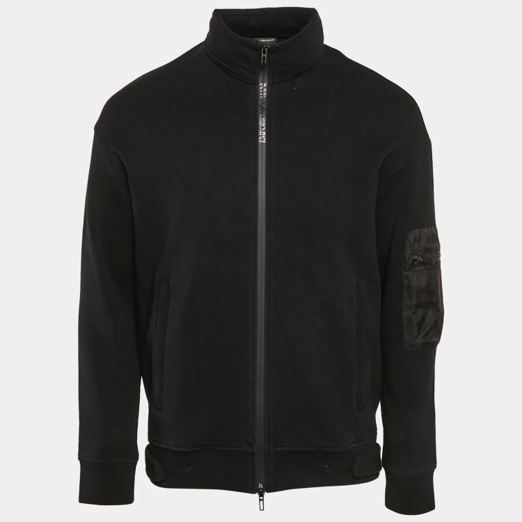 Pre Owned Emporio Armani Black Neoprene Zip-Up Jacket M