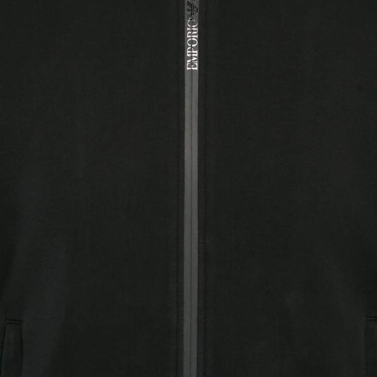 Pre Owned Emporio Armani Black Neoprene Zip-Up Jacket M