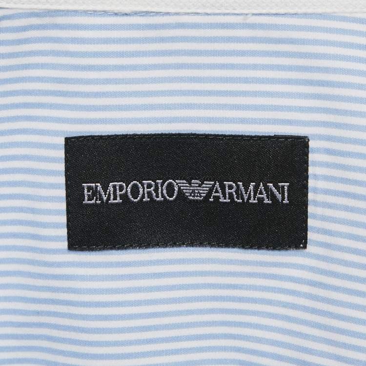 Pre Owned Emporio Armani White Cotton Blend Button Down Shirt XL