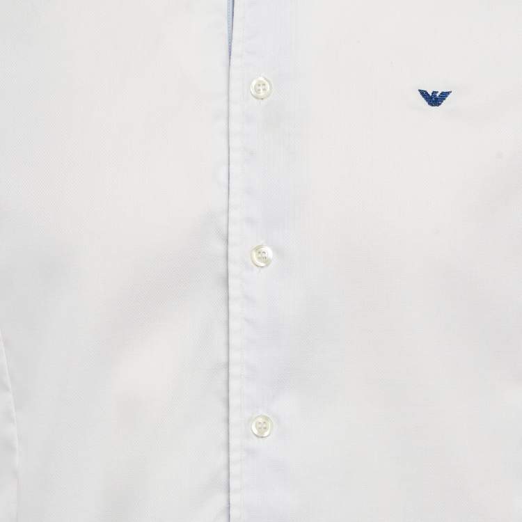 Pre Owned Emporio Armani White Cotton Blend Button Down Shirt XL