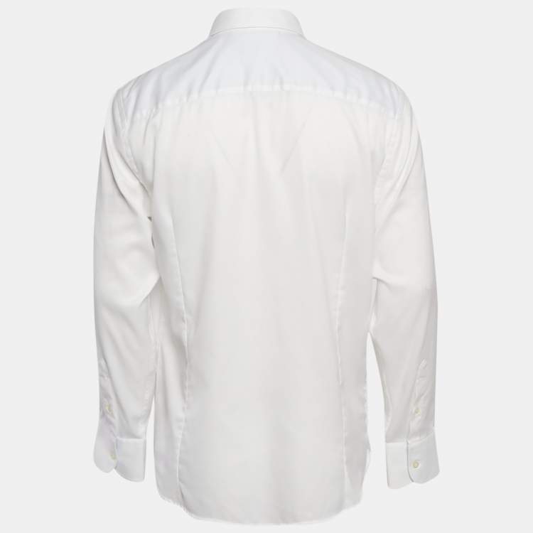Pre Owned Emporio Armani White Cotton Blend Button Down Shirt XL