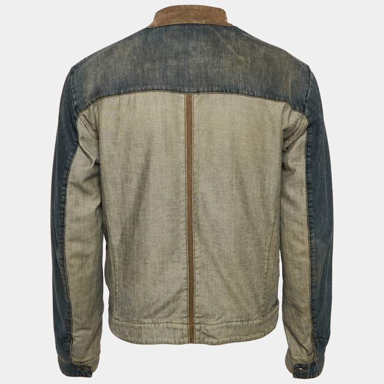 Pre Owned Emporio Armani Blue Washed Denim Button Front Jacket L