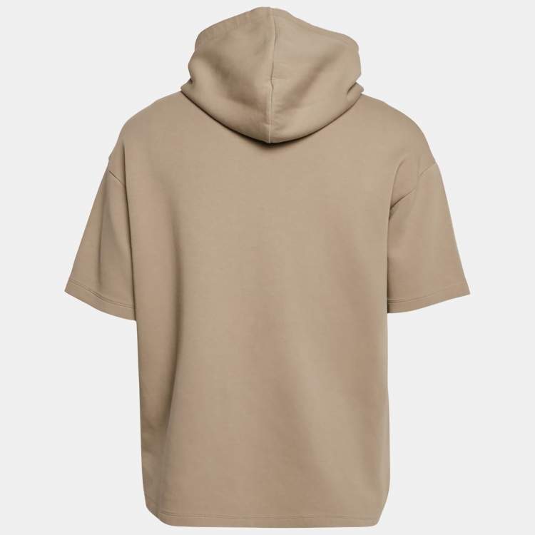 Pre Owned Emporio Armani Grey Neoprene Short Sleeve Hoodie L