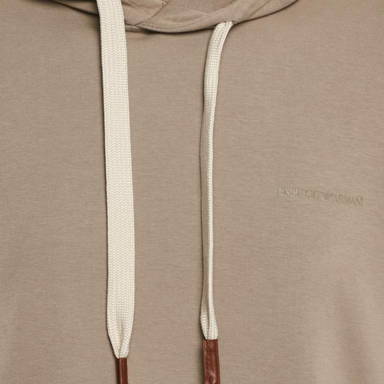 Pre Owned Emporio Armani Grey Neoprene Short Sleeve Hoodie L