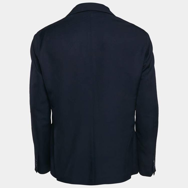 Pre Owned Emporio Armani Navy Blue Gabardine Blazer XL