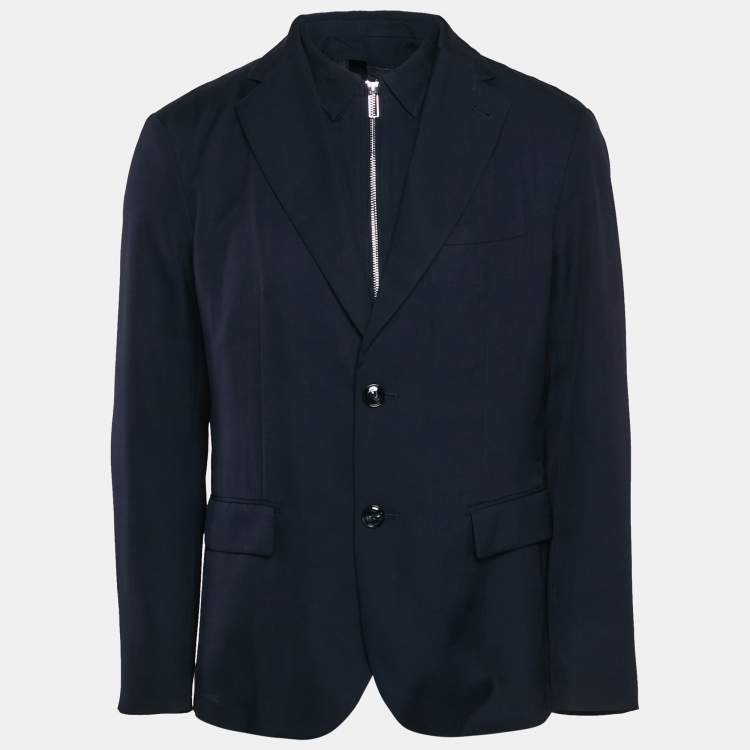 Pre Owned Emporio Armani Navy Blue Gabardine Blazer XL