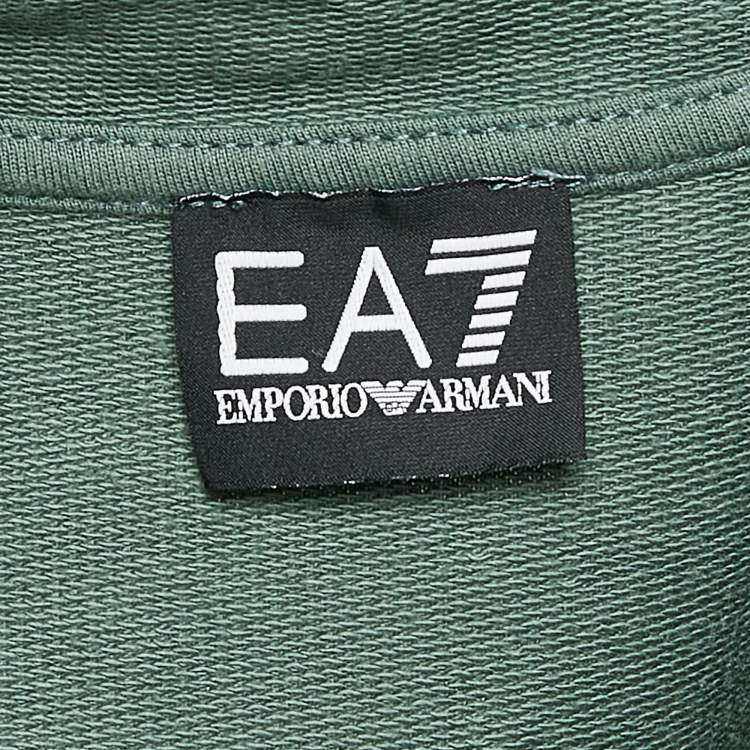 Pre Owned Emporio Armani Green Cotton Hooded Jacket and Shorts Set M