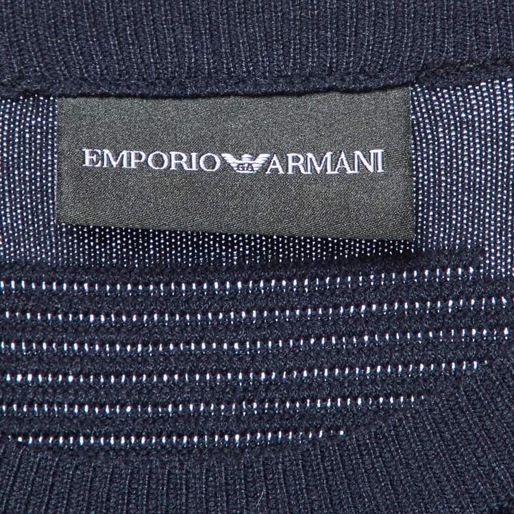 Pre Owned Emporio Armani Navy Blue Knit Crew Neck Sweater M