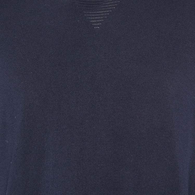 Pre Owned Emporio Armani Navy Blue Knit Crew Neck Sweater M