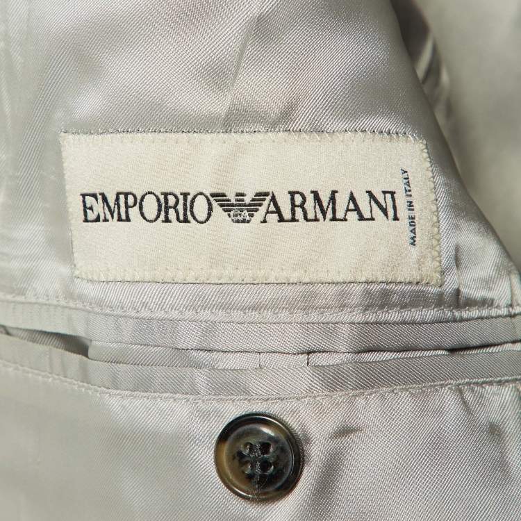 Pre Owned Emporio Armani Grey Wool & Cashmere Single Breasted Blazer L