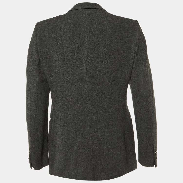 Pre Owned Emporio Armani Grey Wool & Cashmere Single Breasted Blazer L