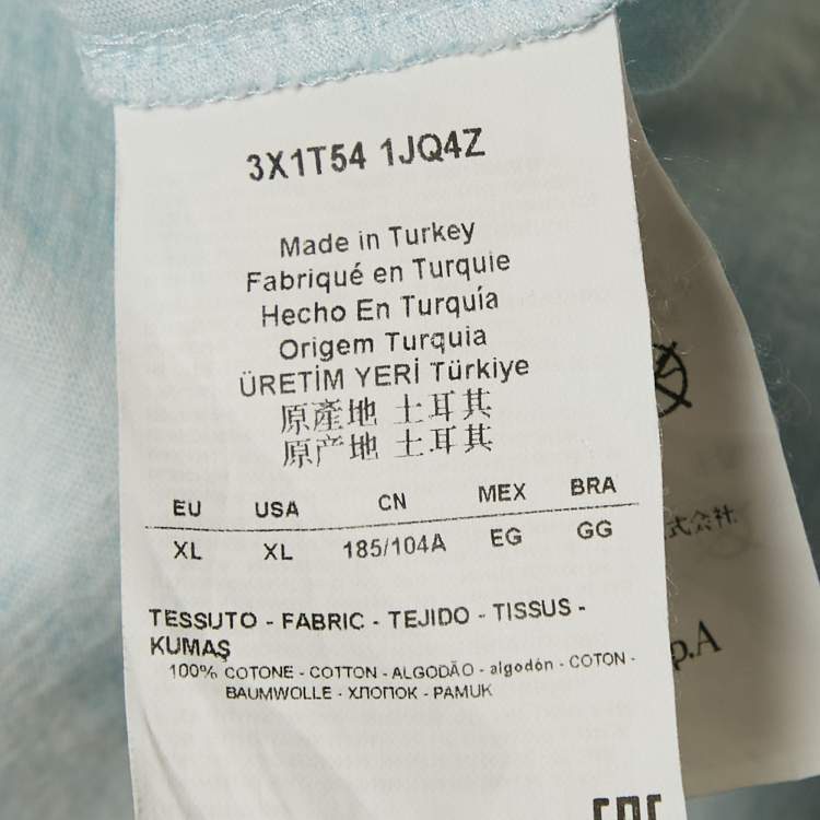 Pre Owned Emporio Armani Blue Printed Cotton T-Shirt XL