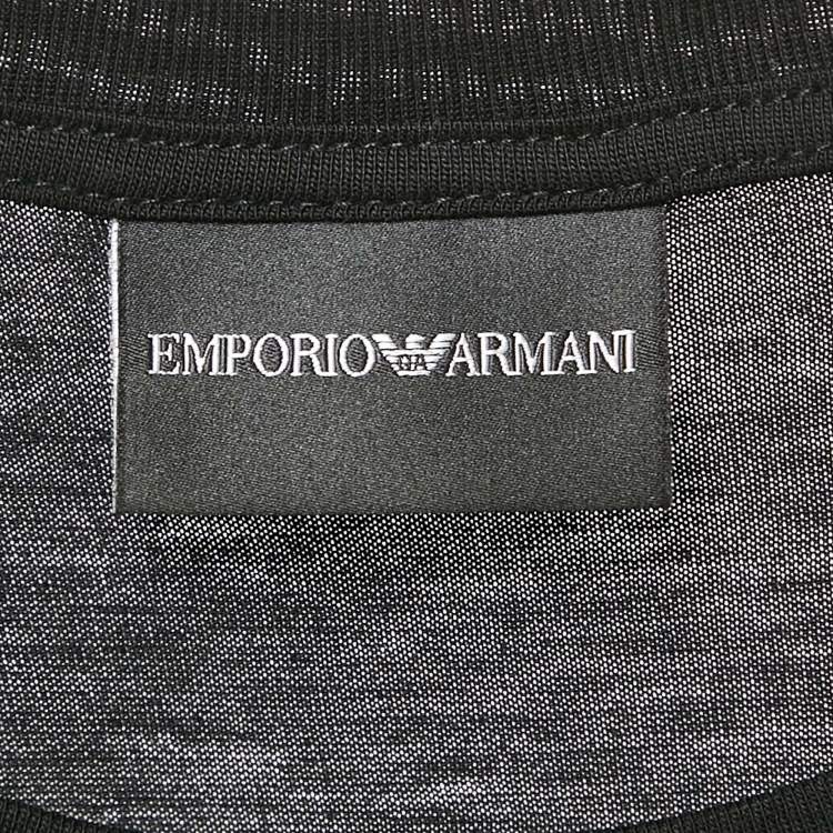 Pre Owned Emporio Armani Black Logo Print Cotton Crew Neck T-Shirt XL