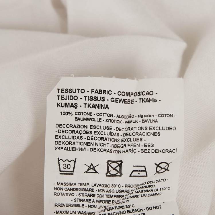 Pre Owned Emporio Armani White Logo Print Crew Neck T-Shirt L