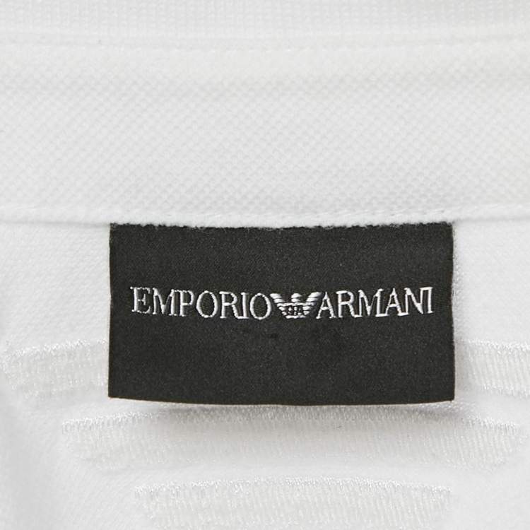 Pre Owned Emporio Armani White Cotton Pique Polo T-Shirt S
