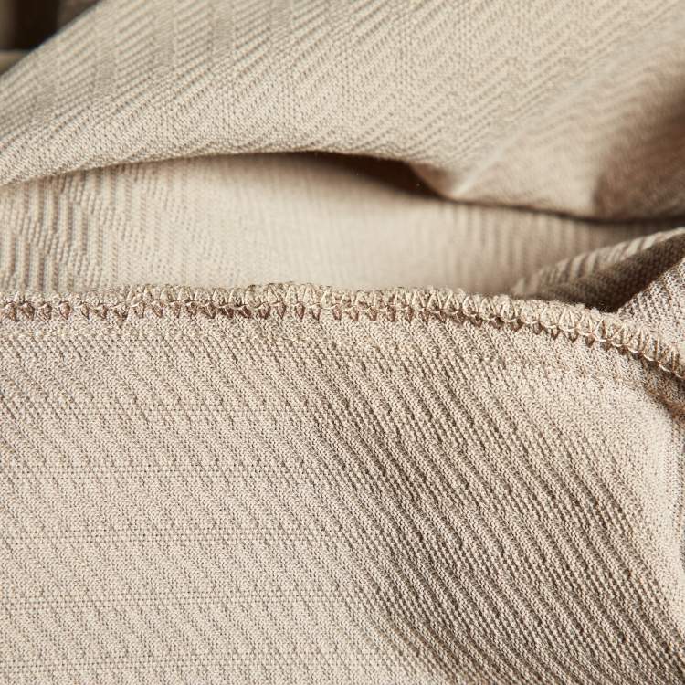 Pre Owned Emporio Armani Beige Textured Knit Crew Neck T-Shirt XL
