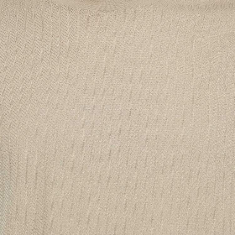 Pre Owned Emporio Armani Beige Textured Knit Crew Neck T-Shirt XL