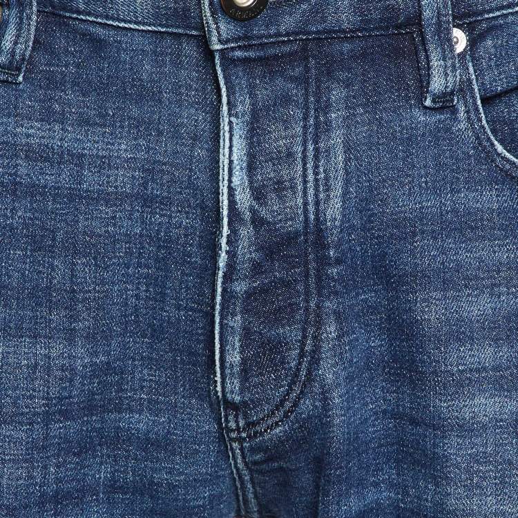 Pre Owned Emporio Armani Blue Distressed Denim Jeans M Waist 33"