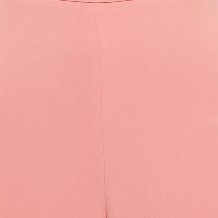 Pre Owned Emporio Armani Pink Crepe Wide-Leg Trousers S
