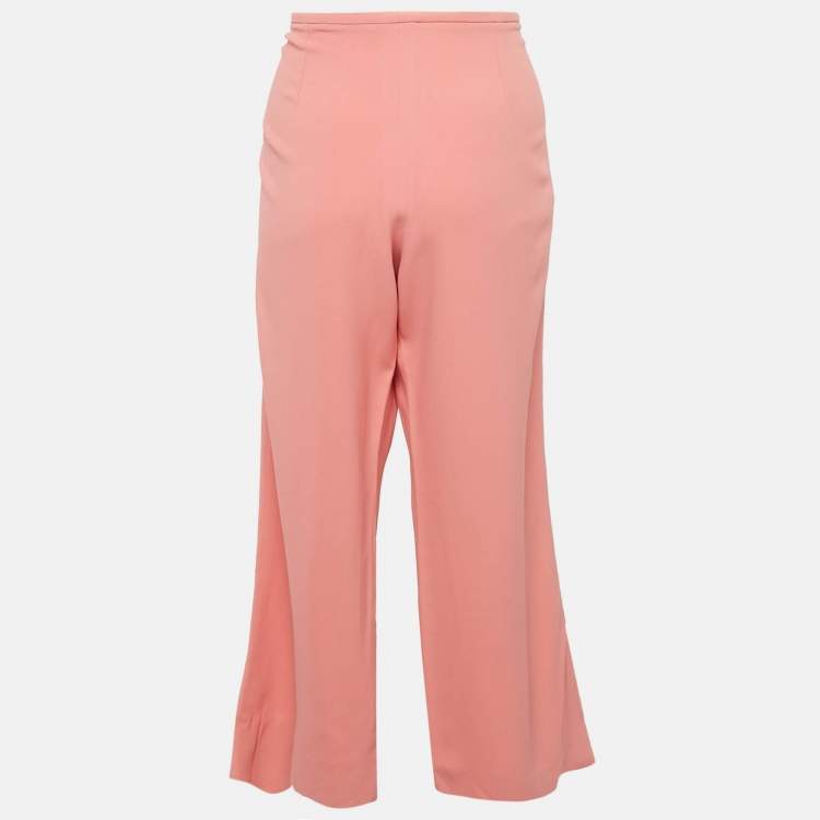 Pre Owned Emporio Armani Pink Crepe Wide-Leg Trousers S