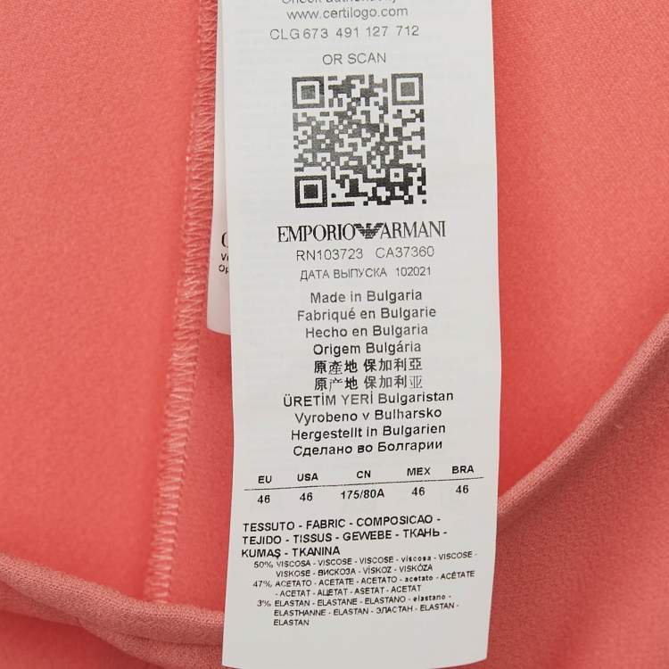Pre Owned Emporio Armani Pink Crepe Wide-Leg Trousers S