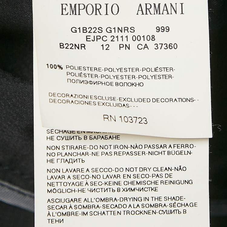 Pre Owned Emporio Armani Black Textured Synthetic Johnny Slim Fit Jacket M