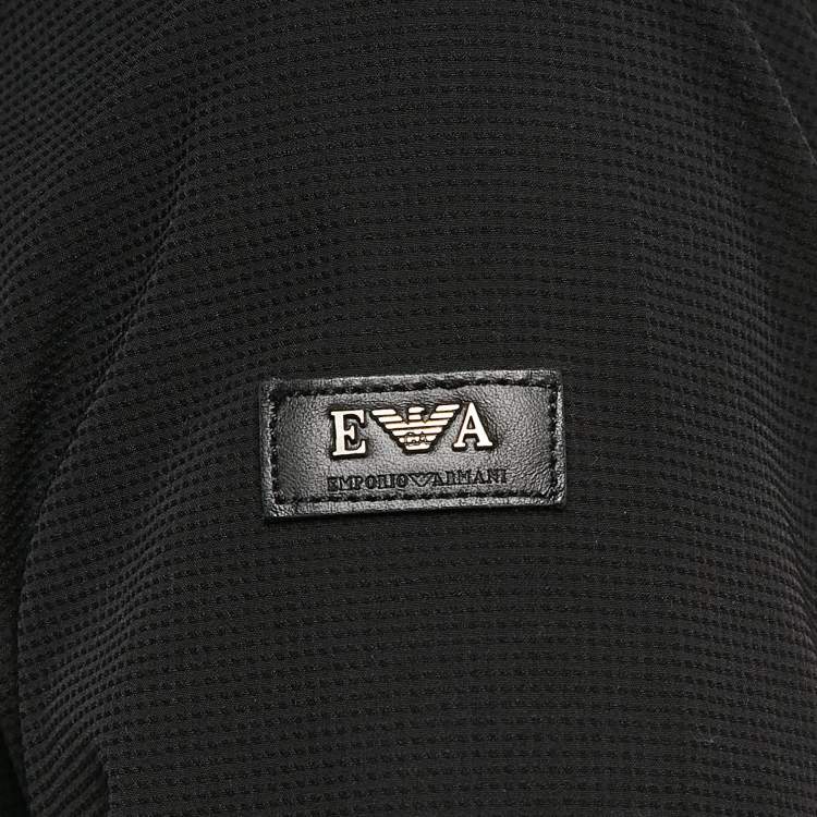 Pre Owned Emporio Armani Black Textured Synthetic Johnny Slim Fit Jacket M