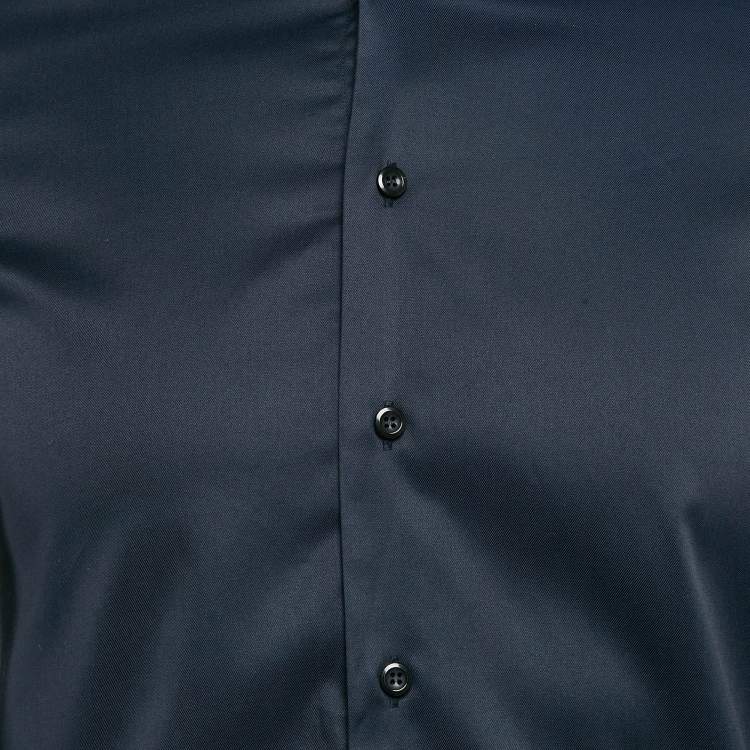 Pre Owned Emporio Armani Blue Cotton Long Sleeve Shirt M