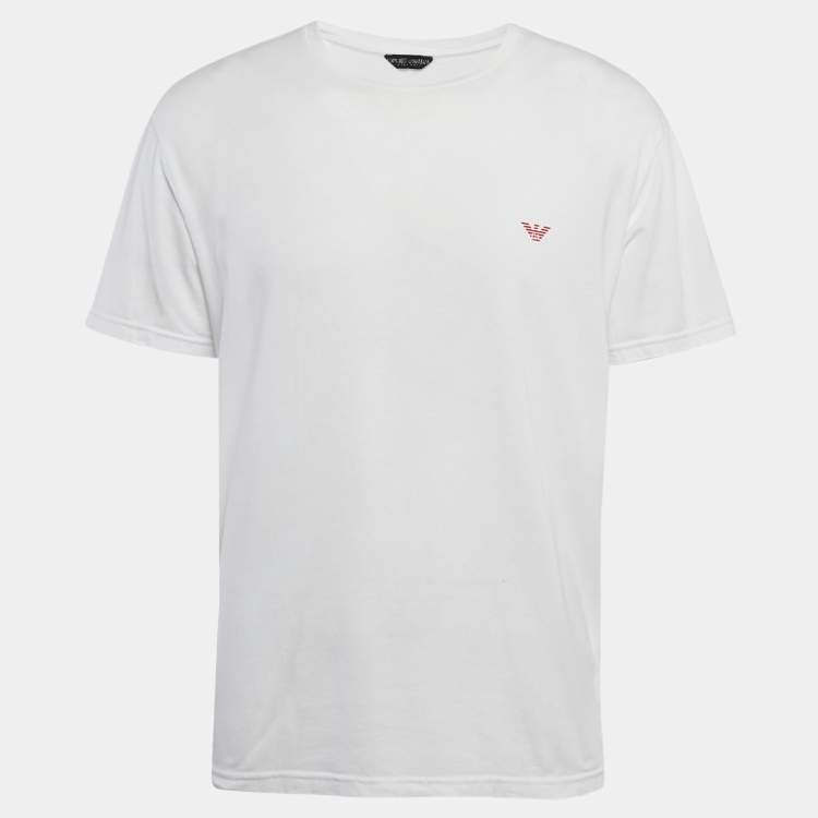 Pre Owned Emporio Armani Underwear White Cotton Jersey T-Shirt XL