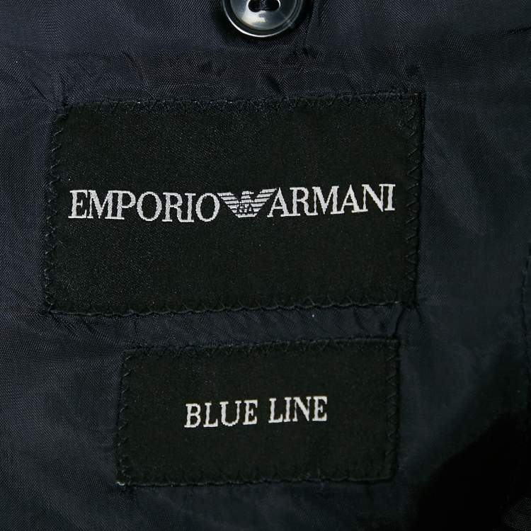 مملوكة مسبقًا Emporio Armani Blue Line Blue Linen Single Breasted Blazer M