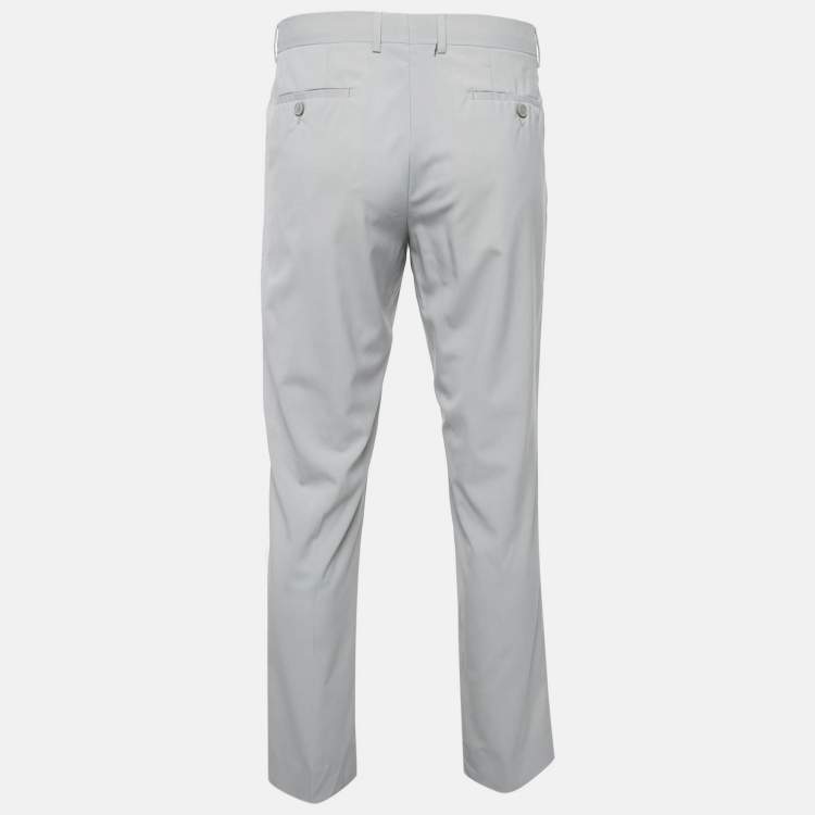 Pre Owned Emporio Armani Grey Virgin Wool Formal Trousers XL