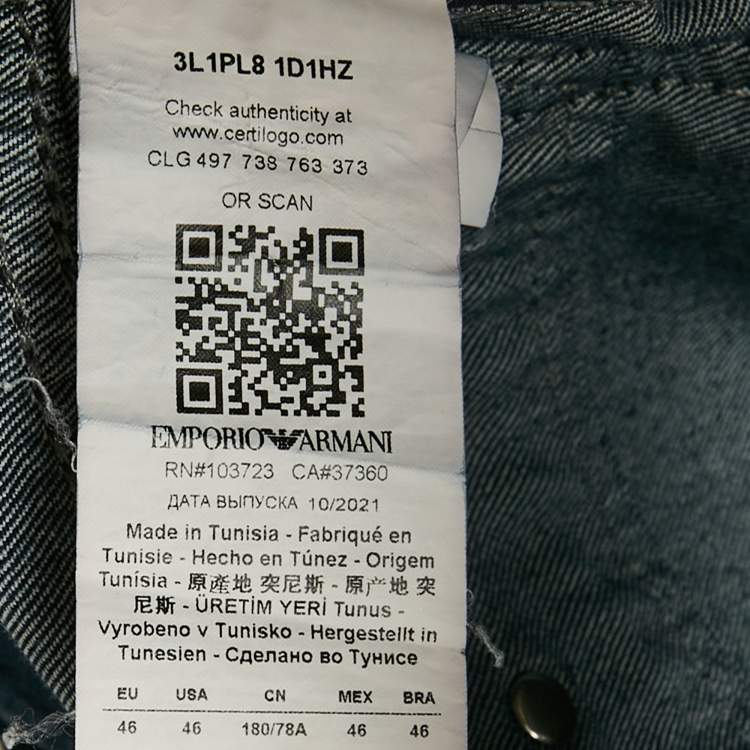 Pre Owned Emporio Armani Navy Blue Denim Workwear Jeans L Waist 35"