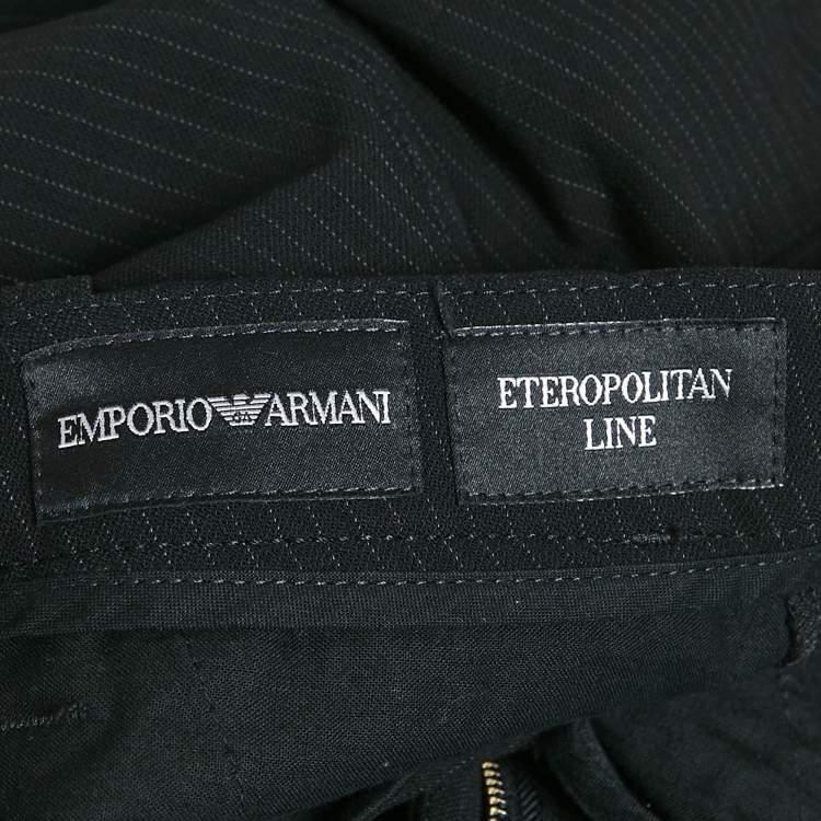 Pre Owned Emporio Armani Black Eteropolitan Line Wool Trousers S