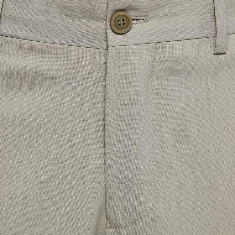Pre Owned Emporio Armani Sage Green Wool Formal Trousers L