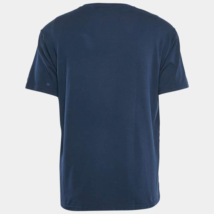 مملوكة مسبقًا Emporio Armani Navy Blue Logo Printed Cotton Crew Neck T-Shirt XL
