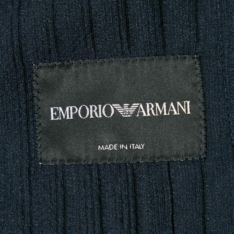 Pre Owned Emporio Armani Navy Blue Cotton Single Breasted Jacket XXL