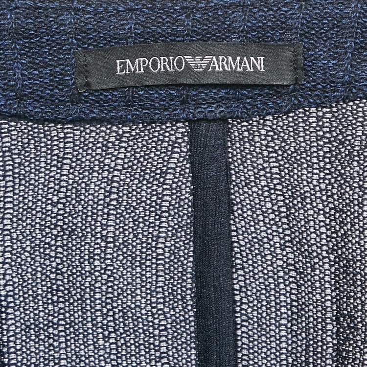 Pre Owned Emporio Armani Navy Blue Cotton Single Breasted Jacket XXL