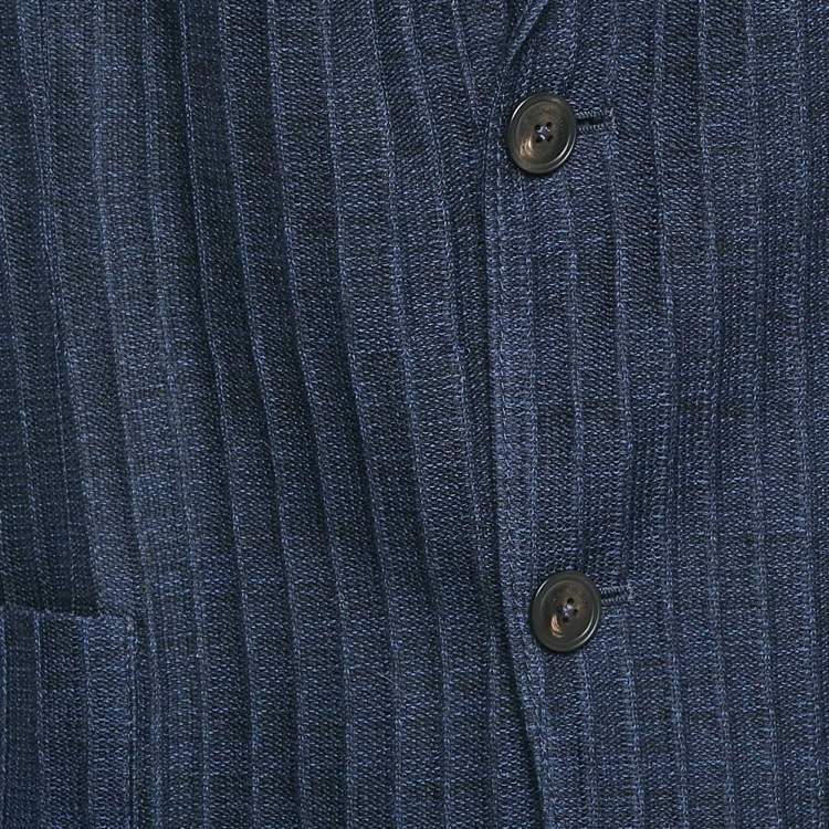 Pre Owned Emporio Armani Navy Blue Cotton Single Breasted Jacket XXL
