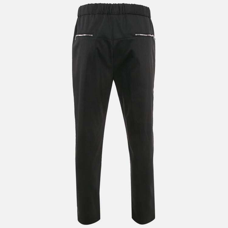 Pre Owned Emporio Armani Black Pinstripe Wool Blend Formal Trousers L