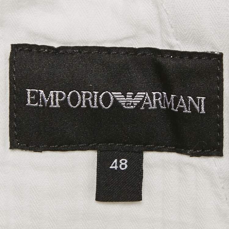 Pre Owned Emporio Armani Grey Cotton Drill Trousers L