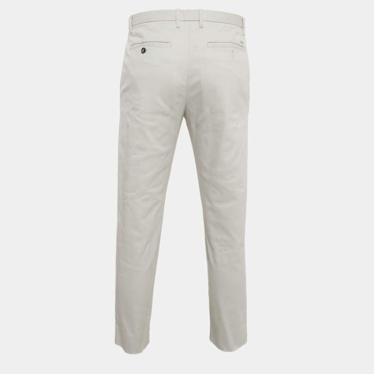 Pre Owned Emporio Armani Grey Cotton Drill Trousers L