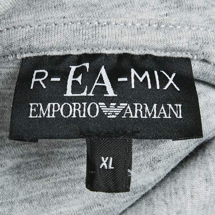 Pre Owned Emporio Armani Grey Melange Eagle Logo Print Neoprene Hoodie XL