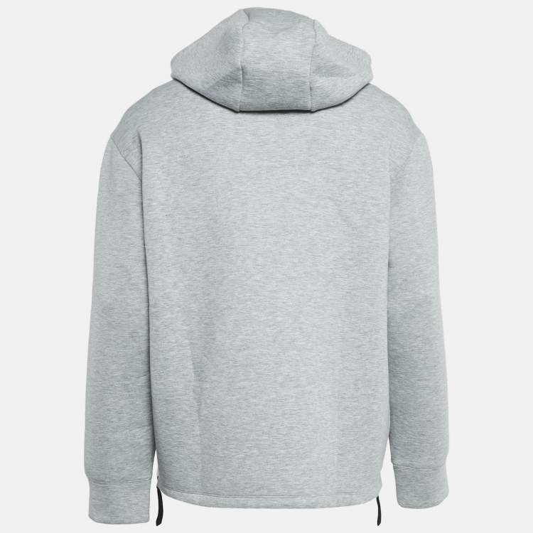 Pre Owned Emporio Armani Grey Melange Eagle Logo Print Neoprene Hoodie XL