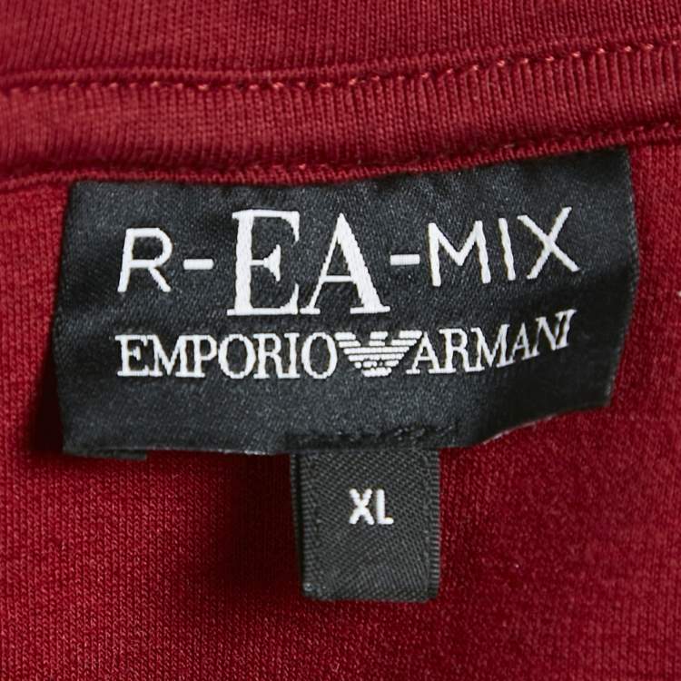 Pre Owned Emporio Armani Red Eagle Logo Print Neoprene Hoodie XL