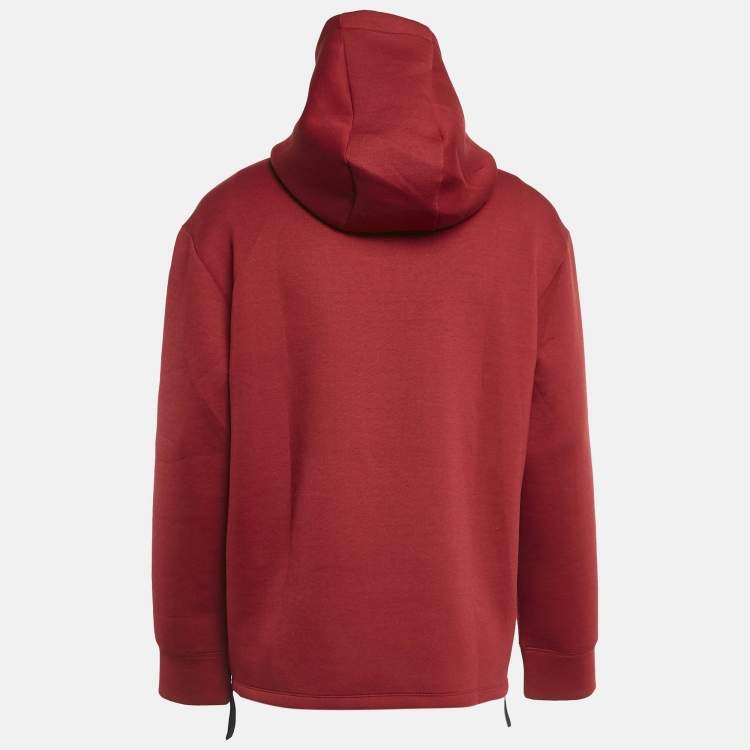 Pre Owned Emporio Armani Red Eagle Logo Print Neoprene Hoodie XL
