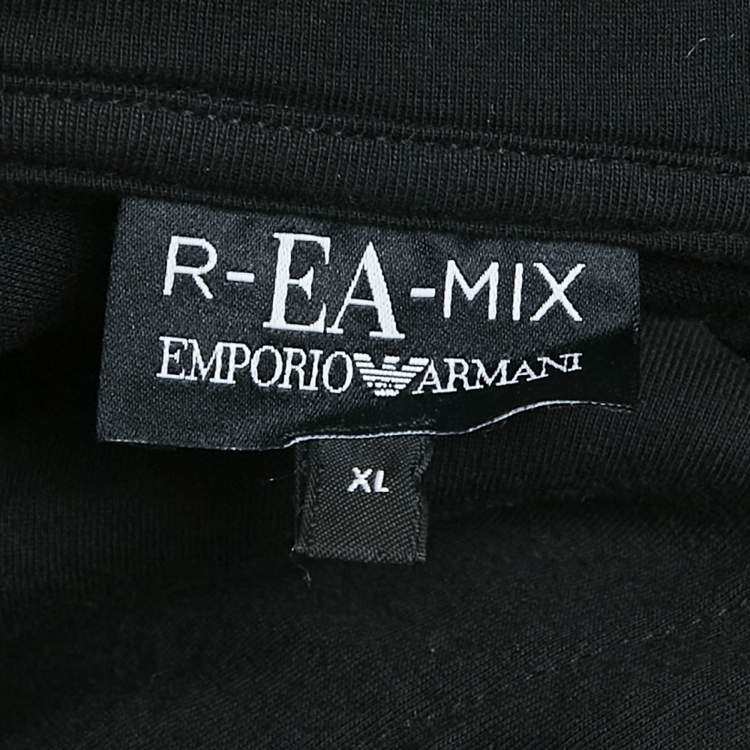 Pre Owned Emporio Armani Black Eagle Logo Print Neoprene Hoodie XL