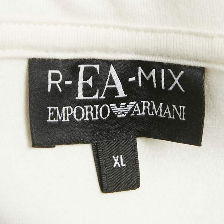Pre Owned Emporio Armani White Eagle Logo Print Neoprene Hoodie XL