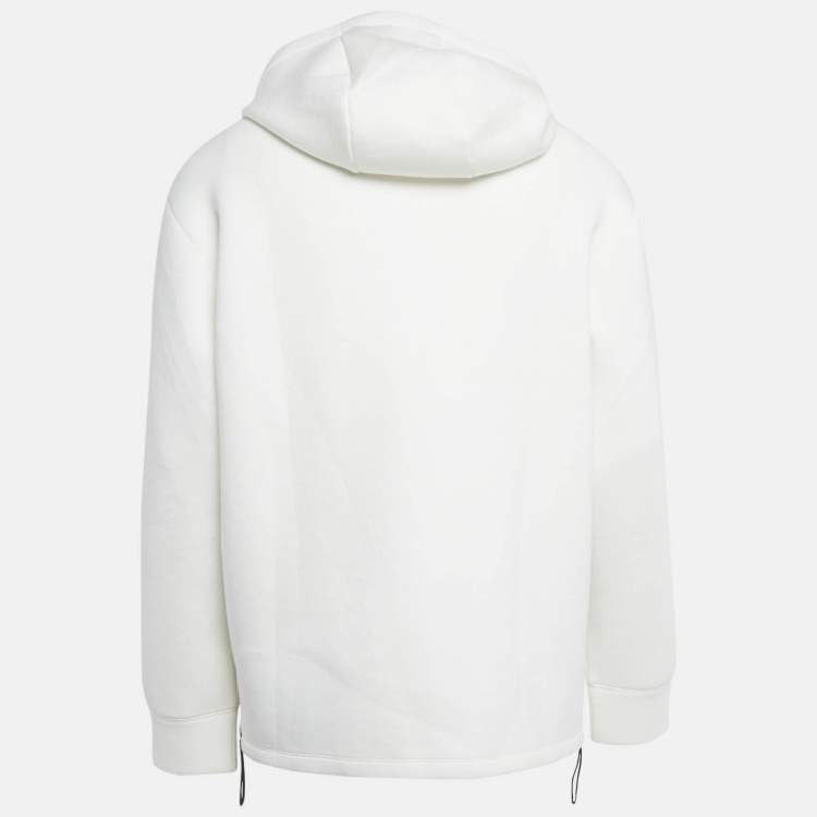 Pre Owned Emporio Armani White Eagle Logo Print Neoprene Hoodie XL