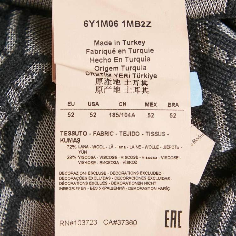 Pre Owned Emporio Armani Grey Patterned Wool Crew Neck Sweatshirt XL 
